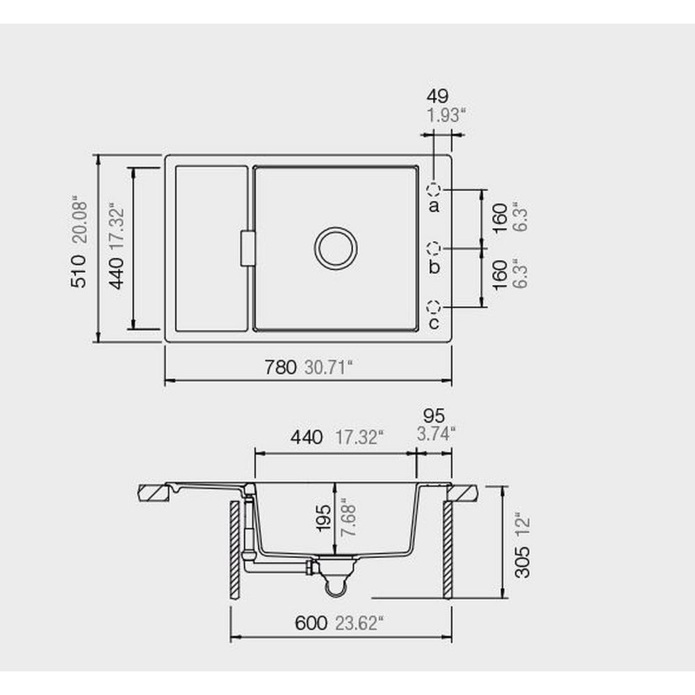 Fotografia produktu: Granitový drez Schock - Mono D-100Xs, 78 cm, 51 cm, 30,5 cm