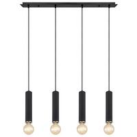 Hängeleuchte Marion H: 120 Cm 4-Flammig - Schwarz/Nickelfarben, Basics, Holz/Textil (93/10/120cm) - Globo