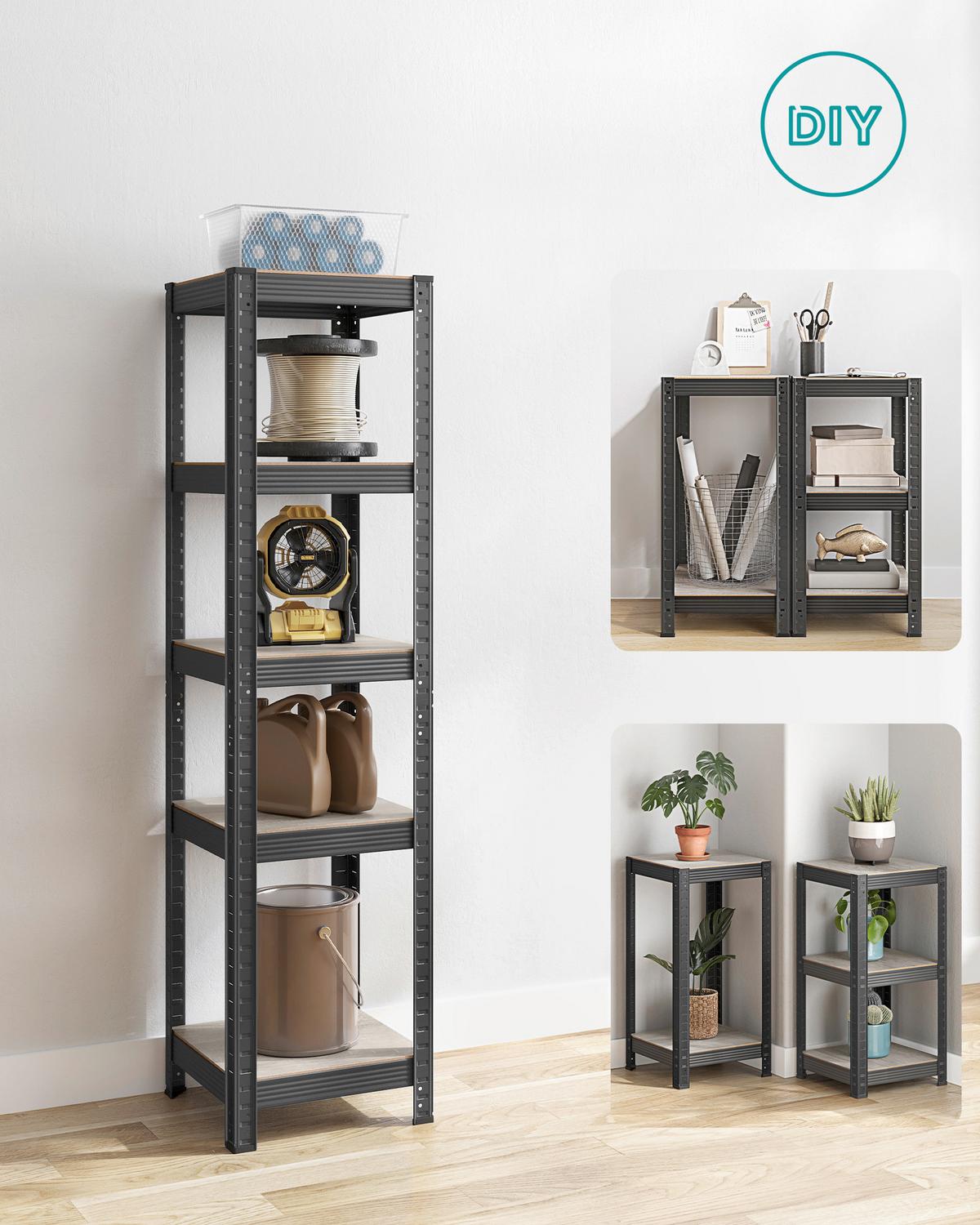 Schwerlastregal Shelving Schwarz/greige B: 37 Cm - Greige/Schwarz, Basics, Holzwerkstoff/Metall (37/150/37cm)