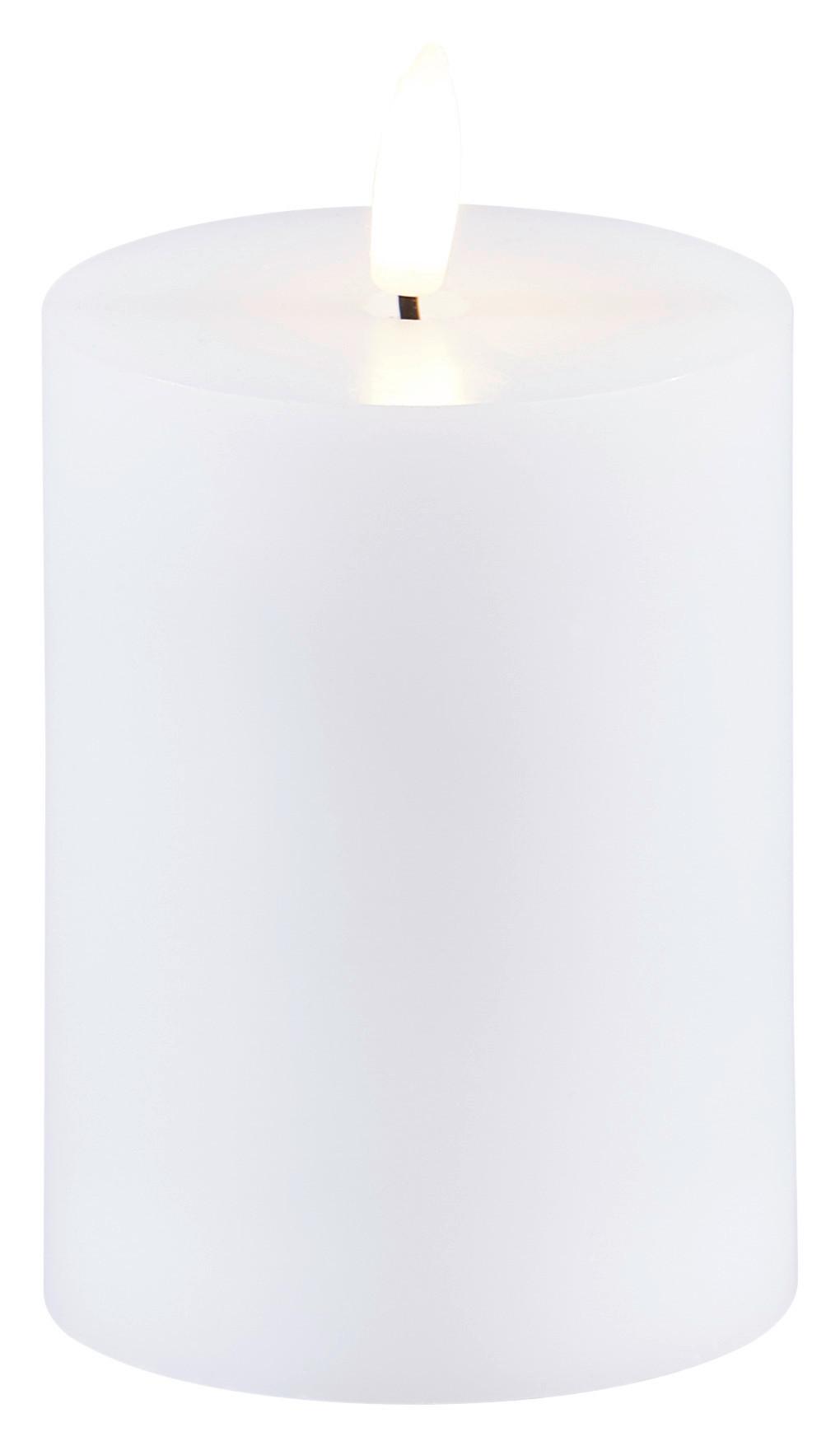 LED-Kerze Mara Weiß mit Timer, Ø/H: 7,5/12,8 cm - Weiß, Basics, Naturmaterialien/Kunststoff (7,5/12,8cm) - Luca Bessoni