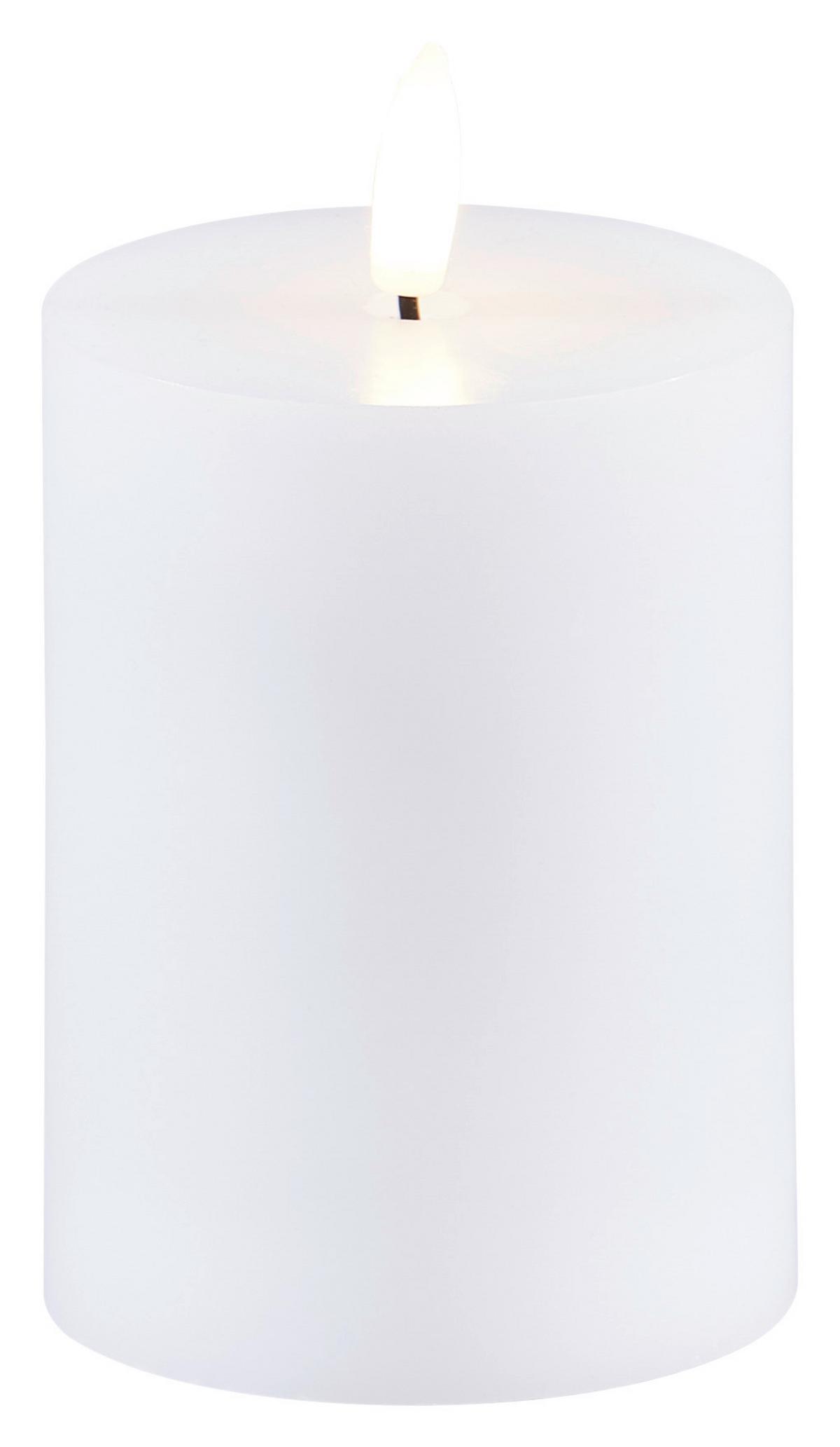 LED-Kerze Mara Weiß mit Timer, Ø/H: 7,5/12,8 cm - Weiß, Basics, Naturmaterialien/Kunststoff (7,5/12,8cm) - Luca Bessoni