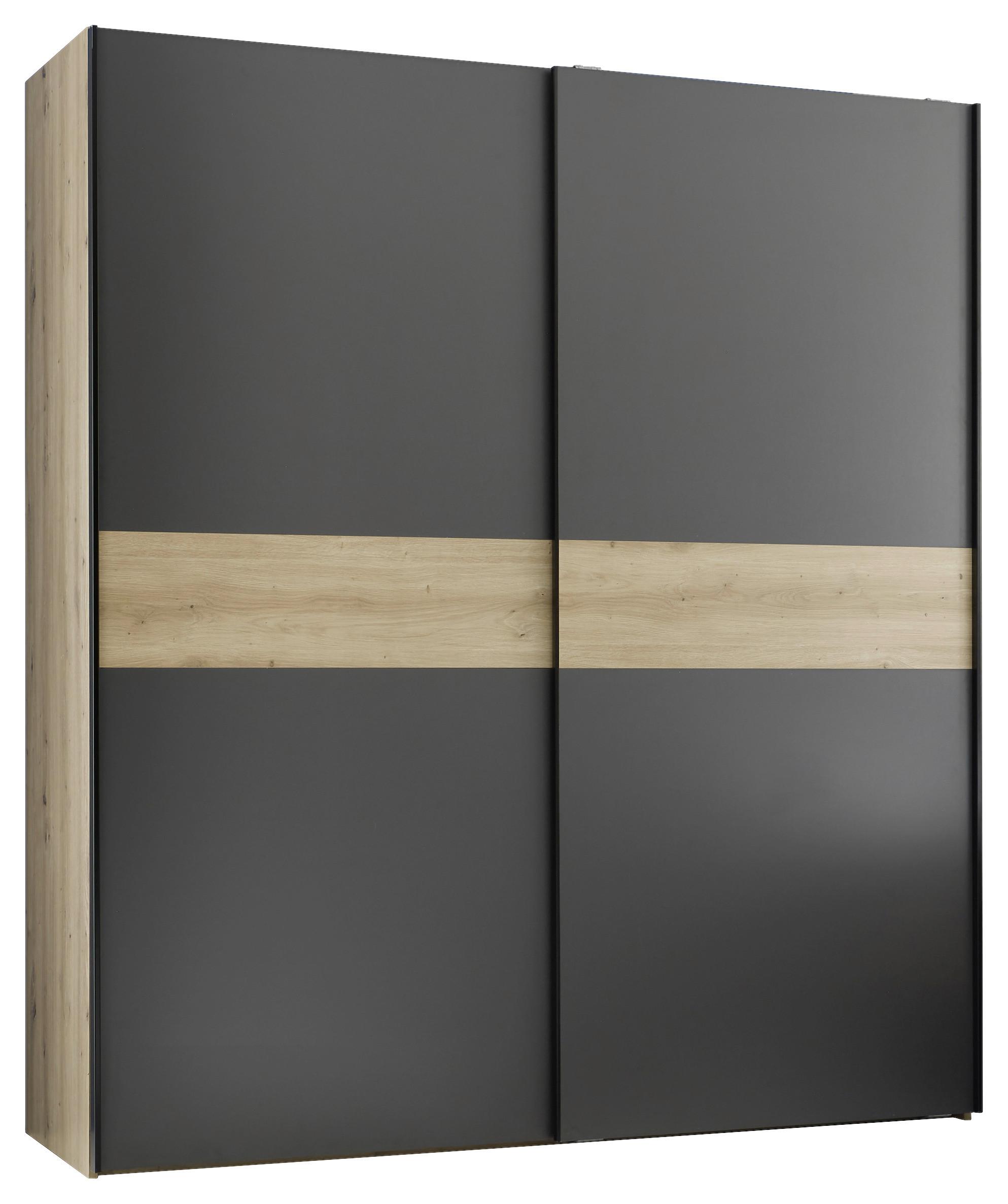 SKRIŇA S POS. DVER. – HOR.VED LIAM - čierna/grafitová, Konventionell, kov/kompozitné drevo (170/195/57,5cm)
