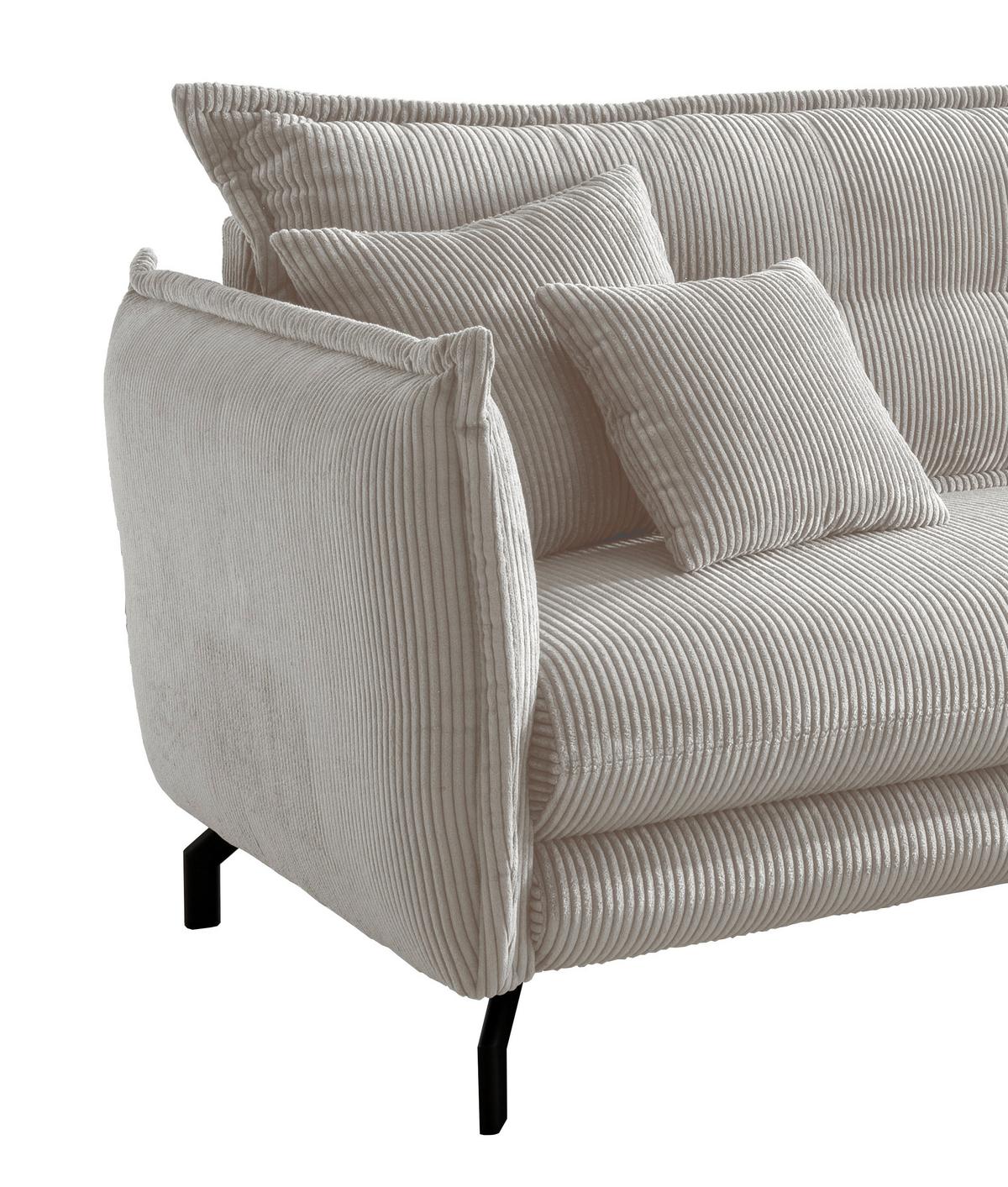 Ecksofa Lava Silberfarben S: 255/180 cm - Silberfarben/Schwarz, MODERN, Textil (255/180cm) - Livetastic