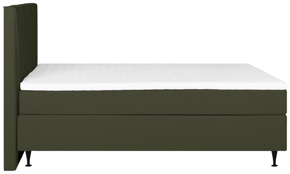 Boxspringbett Wels 140x200 cm D.grün inkl. Topper - Dunkelgrün/Schwarz, MODERN, Textil (140/200cm) - MID.YOU