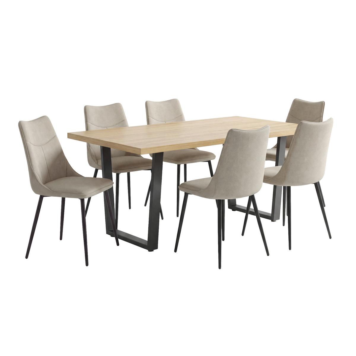 Esstisch Rudi 160x90cm Naturfarben/Schwarz - Schwarz/Naturfarben, MODERN, Holzwerkstoff/Metall (160/75/90cm)