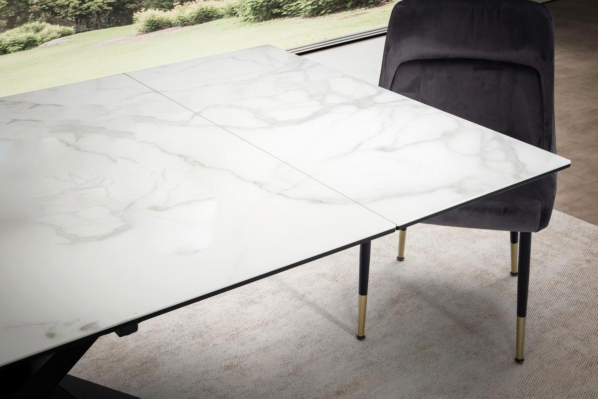 Esstisch Weiß L: 180 cm - Schwarz/Weiß, Design, Keramik/Metall (180/95/76cm) - MID.YOU