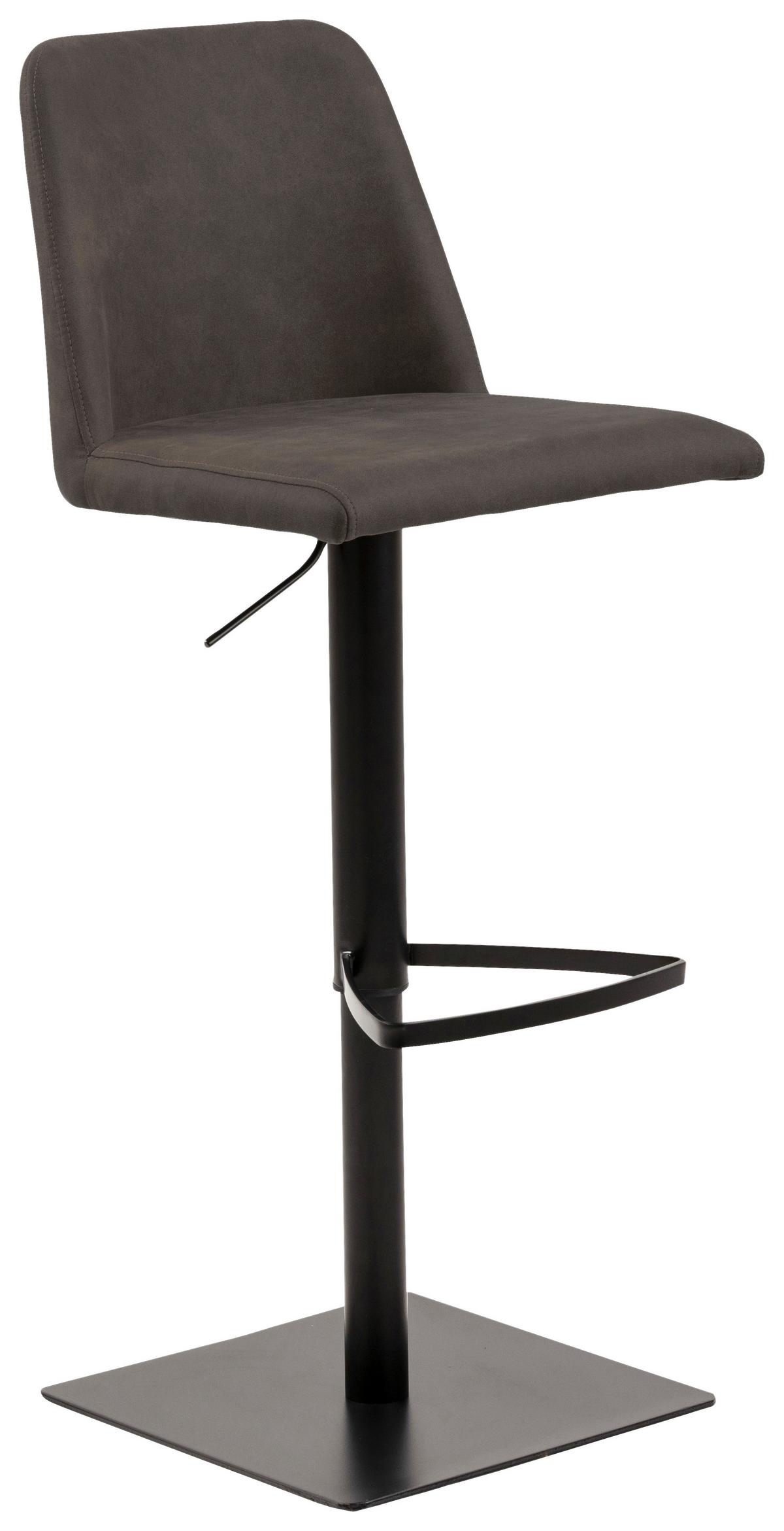 Barhocker höhenverstellbar mit Lehne Avanja Anthrazit - Anthrazit/Schwarz, KONVENTIONELL, Textil/Metall (51/52-75,5/48,5cm) - Livetastic