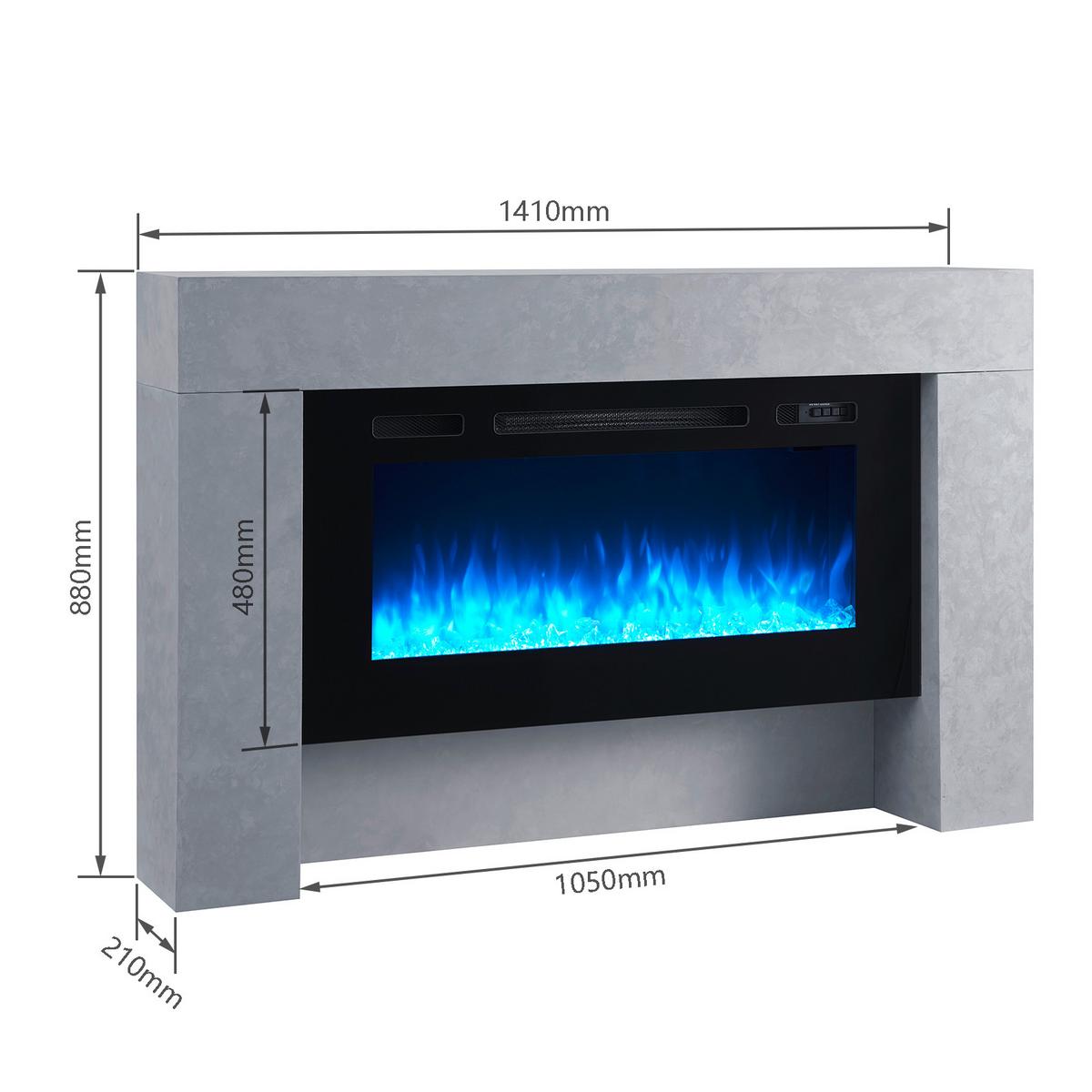 Elektrokamin Herkules - Grau, Basics, Holzwerkstoff/Metall (141/21/88cm)