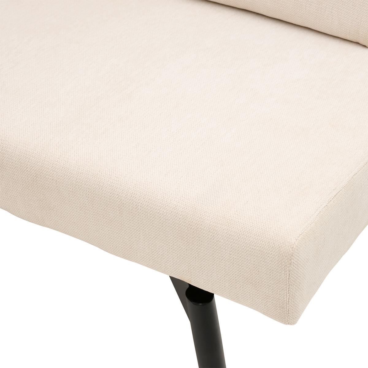 Sitzbank Tinos mit Lehne Beige, B: 140 cm - Beige/Schwarz, KONVENTIONELL, Textil/Metall (140/88/62cm) - MID.YOU