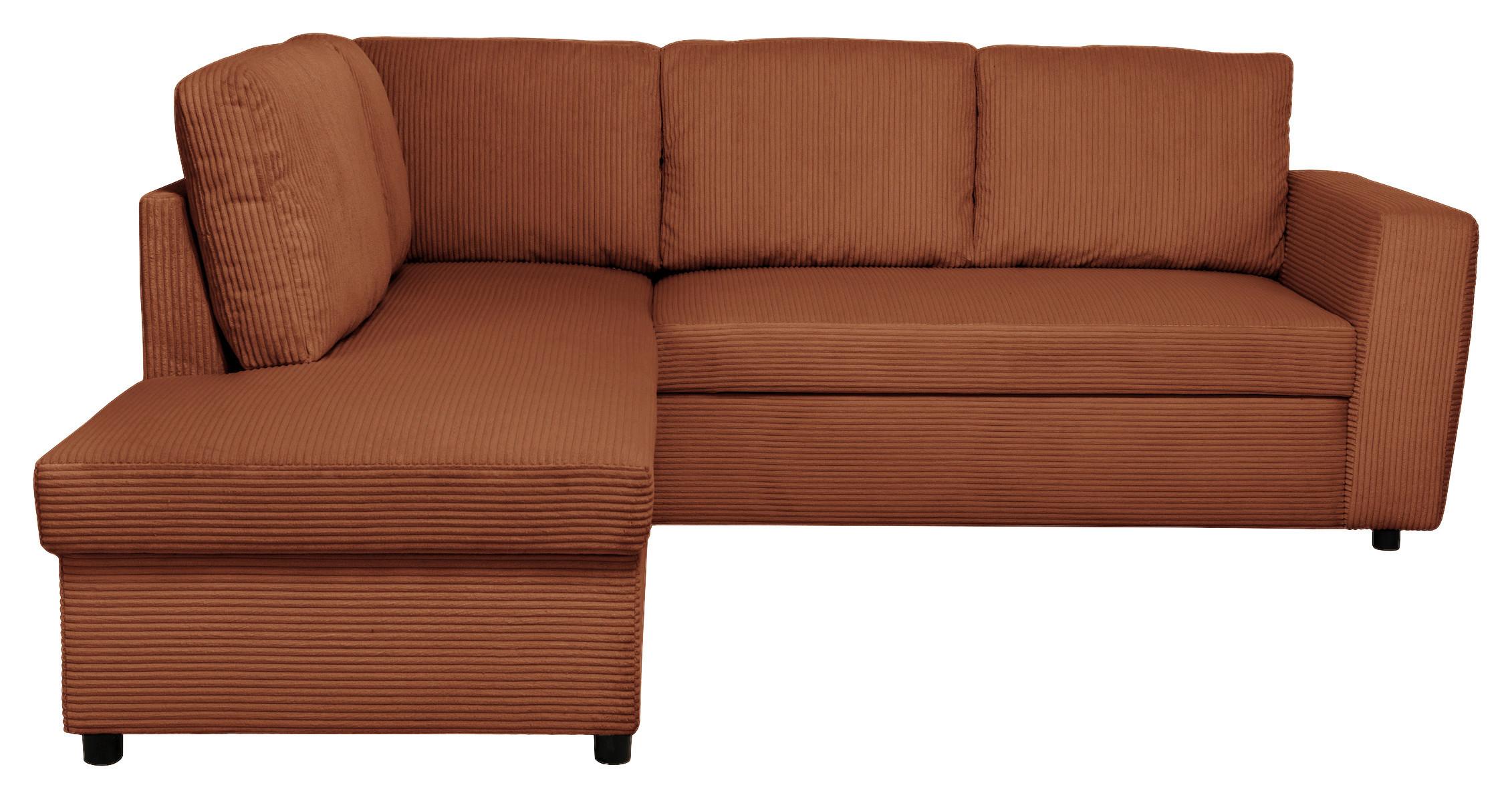 Ecksofa mit Schlaffunktion Toulouse terracotta, 206x224cm - Terracotta/Schwarz, Trend, Holz/Textil (206/224cm)