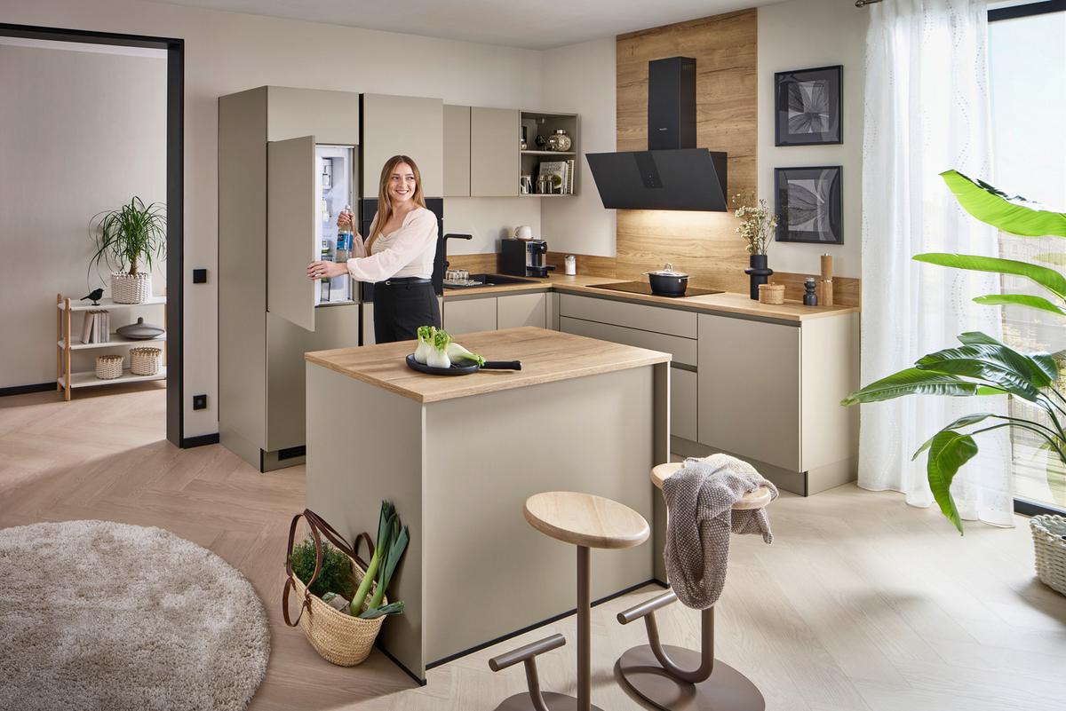 Eckküche Win mit Insel - Eichefarben/Creme, MODERN, Holzwerkstoff (278,2/205,2cm) - Express-Kuechen