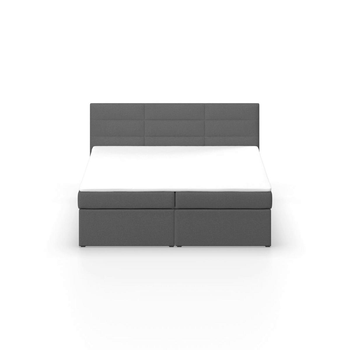 Manželská boxspring postel Lisa, 180x200, tmavě šedá - tmavě šedá, Moderní, dřevo/kompozitní dřevo (180/200cm) - Bessagi Home