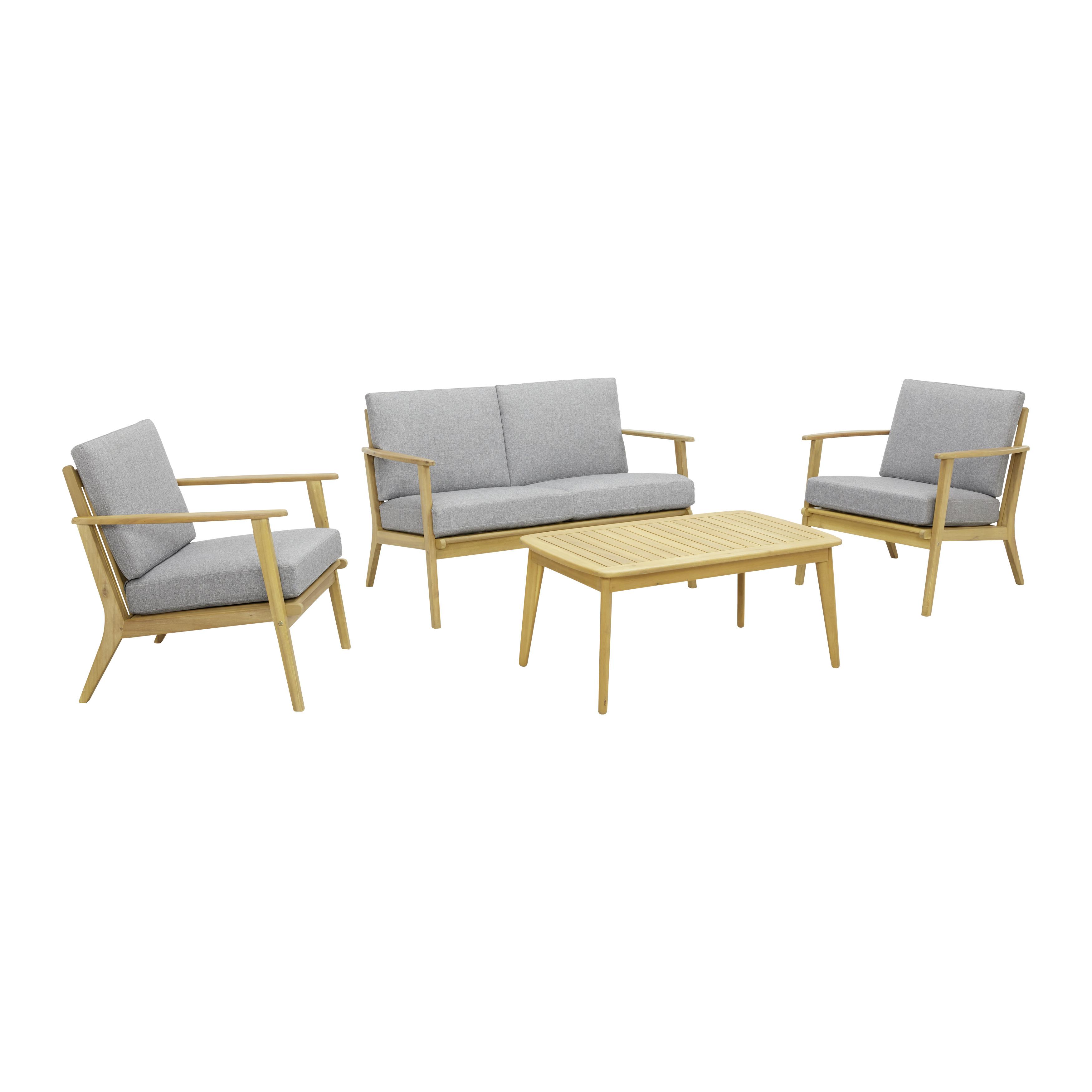 Sedací Souprava Sabi - světle šedá/barvy akácie, Moderní, dřevo/textil - Zandiara