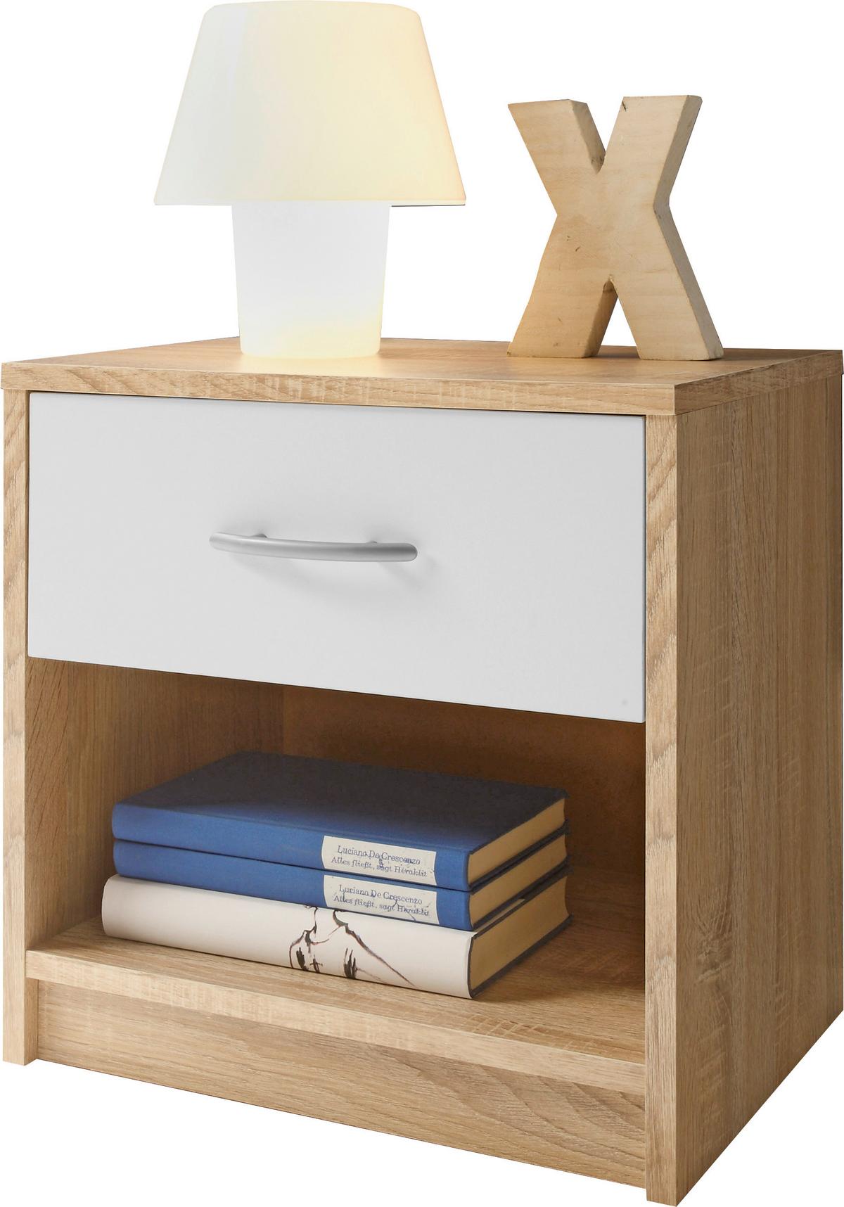 Éjjeliszekrény Pepe *top Ár* - tölgyfa színű/fehér, faalapú anyag (39/41/28cm) - Best Price