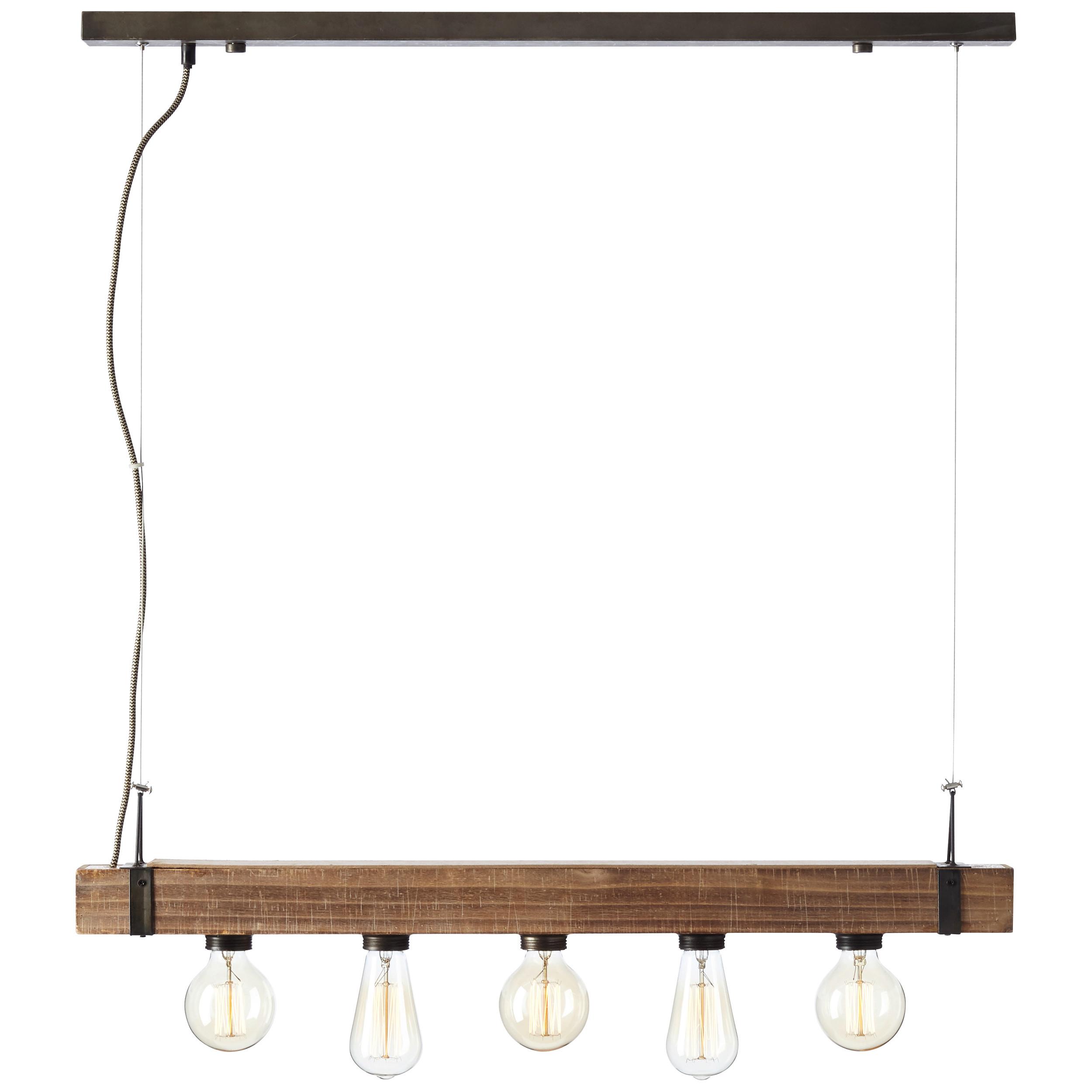 Hängeleuchte Woddhill H: 110cm 5-Flammig, Holz/Metall - Schwarz, Natur, Holz/Metall (80/8/110cm) - Brilliant