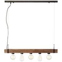 Hängeleuchte Woddhill H: 110cm 5-Flammig, Holz/Metall - Schwarz, Natur, Holz/Metall (80/8/110cm) - Brilliant