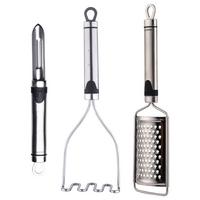 Küchenhelfer Set aus Metall- und Kunststoff bgkit 3-Teilig - Edelstahlfarben/Schwarz, Basics, Kunststoff/Metall