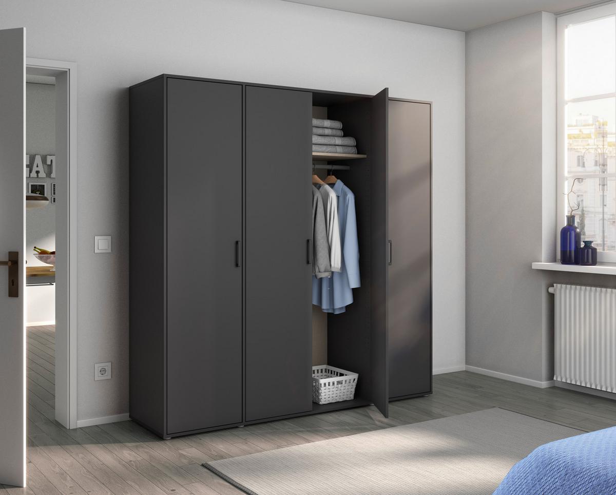Drehtührenschrank Voyager Grau B: 187 Cm - Grau, MODERN, Holzwerkstoff (187/194/53cm) - Rauch Möbel