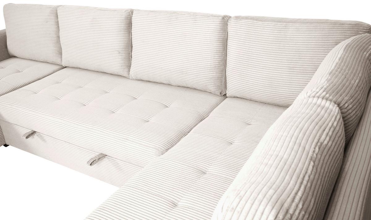 Souprava U MALTE, pravá, krémový manšestr - černá/krémová, Moderní, textil/plast (155/305/178cm) - Based
