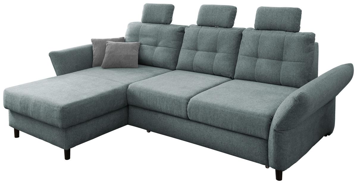 Ecksofa Brizzini Mintgrau S: 176/250-280 cm - Mintgrau/Blau, MODERN, Holz/Textil (176/250-280cm) - Livetastic