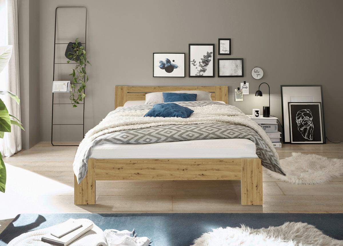 Bett Cannes 140 Eiche Artisan Dekor 140x200 - Eiche Artisan, KONVENTIONELL, Holzwerkstoff (140/200cm) - Ondega