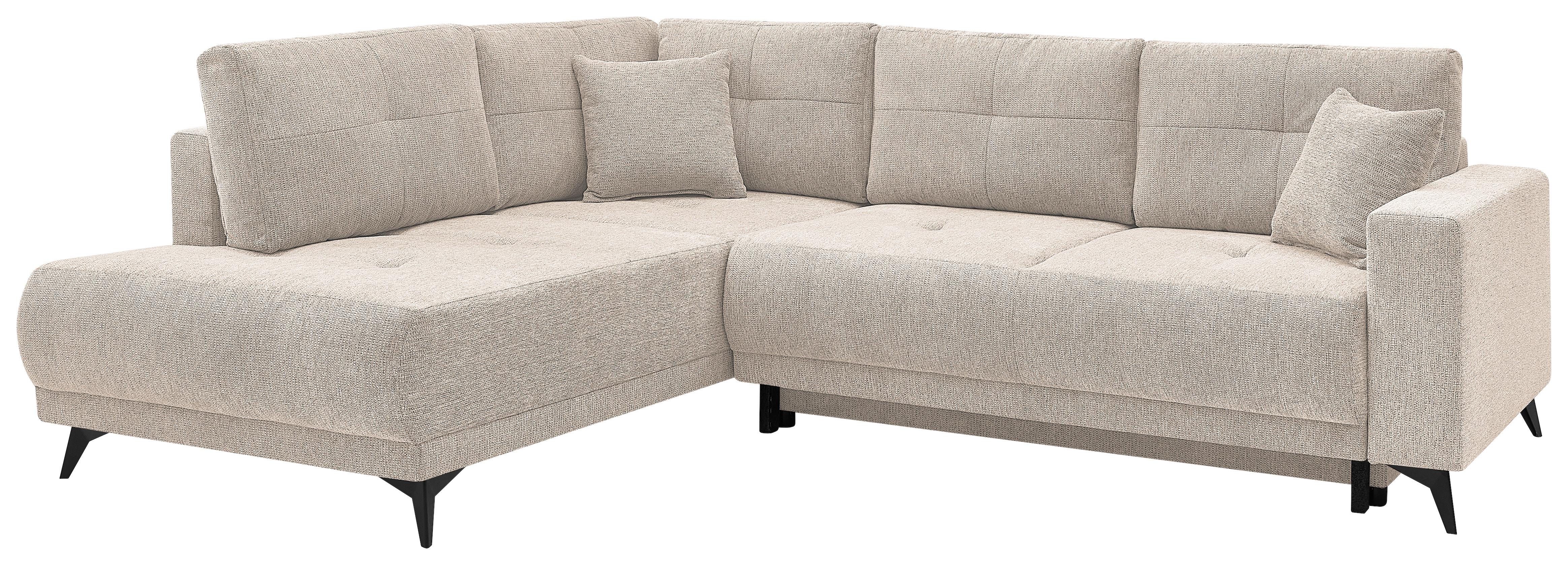Ecksofa Texas Recr-Links Beige S: 203x259 cm - Beige/Schwarz, KONVENTIONELL, Holz (203/259cm)