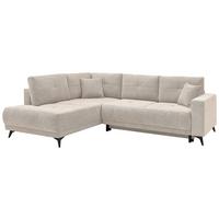 Ecksofa Texas Recr-Links Beige S: 203x259 cm - Beige/Schwarz, KONVENTIONELL, Holz (203/259cm)