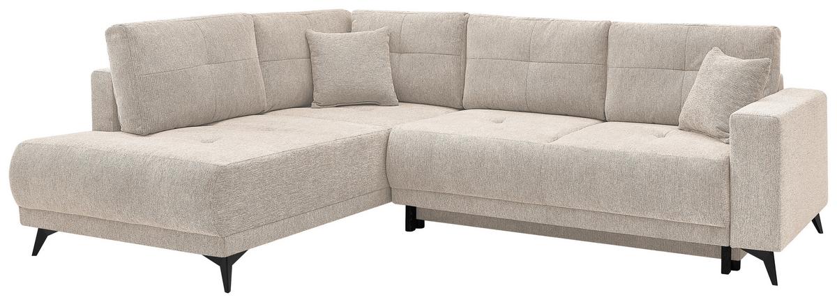 Ecksofa Texas Recr-Links Beige S: 203x259 cm - Beige/Schwarz, KONVENTIONELL, Holz (203/259cm)