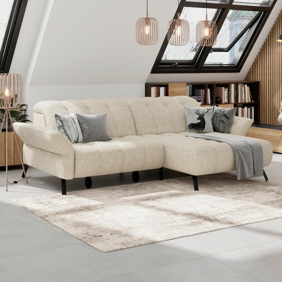 Ecksofa Coast Beige, 244x173cm - Beige/Schwarz, KONVENTIONELL, Holzwerkstoff/Textil (244/173cm)
