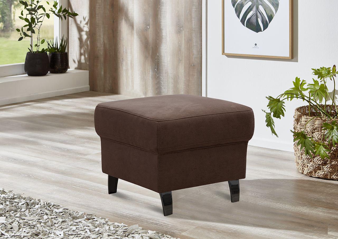 Hocker Arngast cognac, 58x48x58 cm - Cognac/Schwarz, KONVENTIONELL, Textil (58/48/58cm) - Sit & More