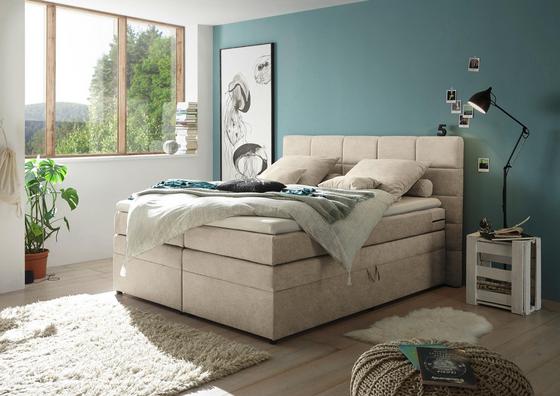 Gemütliches Boxspringbett mit Topper Boxspringbett TACOMA mit Bettkasten