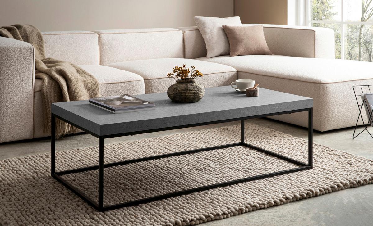 Couchtisch Grau L: 120 cm - Schwarz/Grau, Design, Holzwerkstoff/Metall (120/60/38cm) - Livetastic