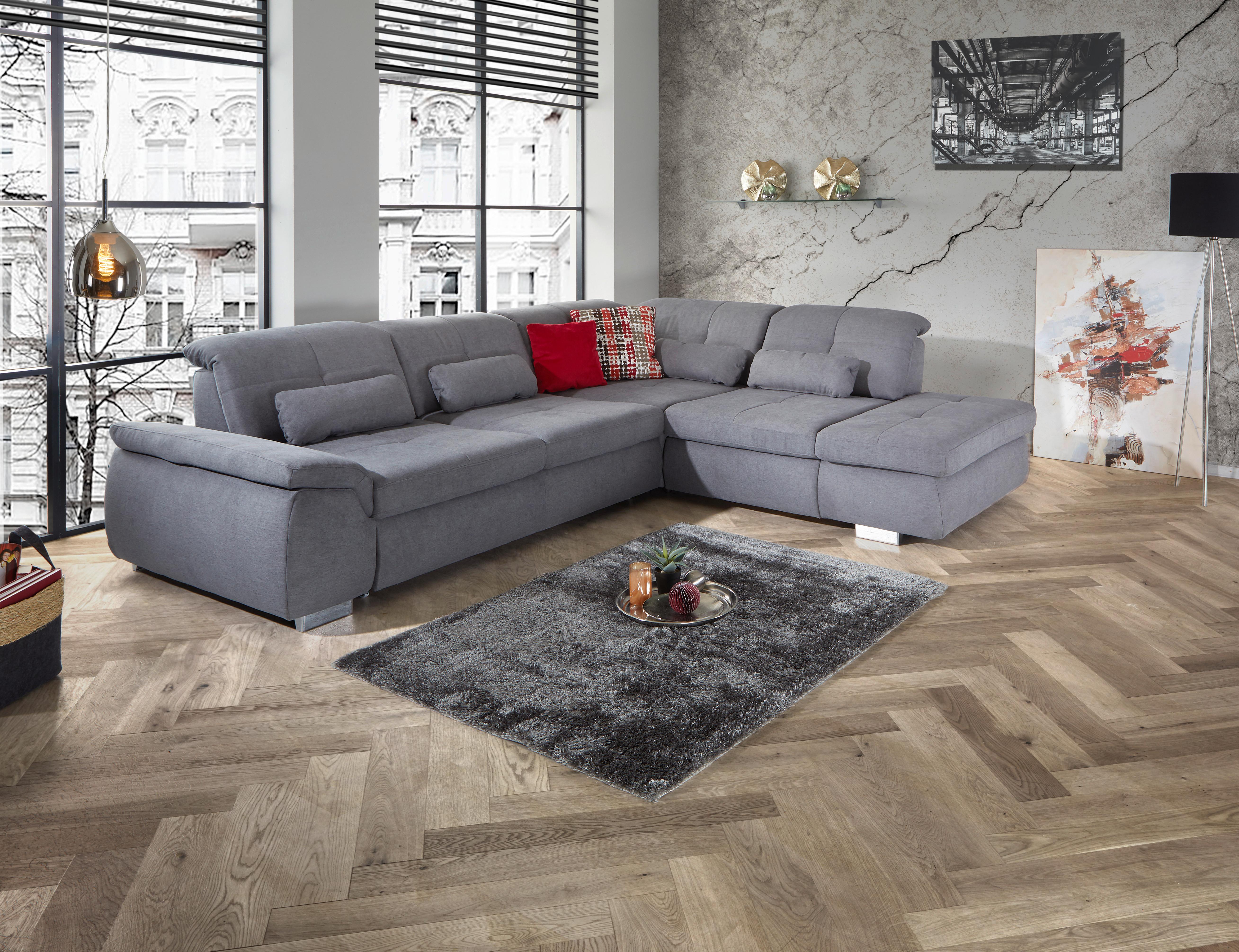 Ecksofa Mit Schlaffunktion Paso, Webstoff - Chromfarben/Grau, MODERN, Textil (315/260cm) - Luca Bessoni