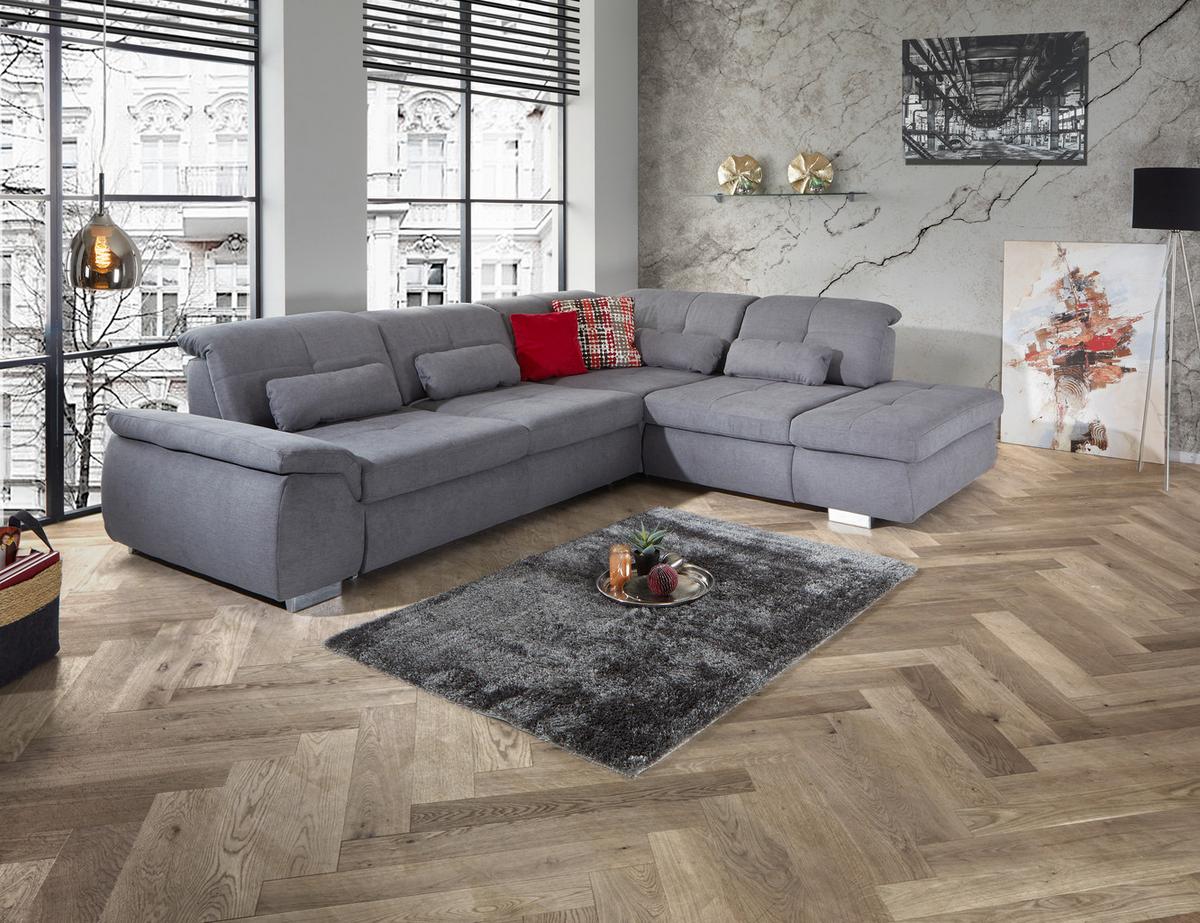 Ecksofa mit Schlaffunktion Paso, Webstoff - Chromfarben/Grau, MODERN, Textil (315/260cm) - Luca Bessoni