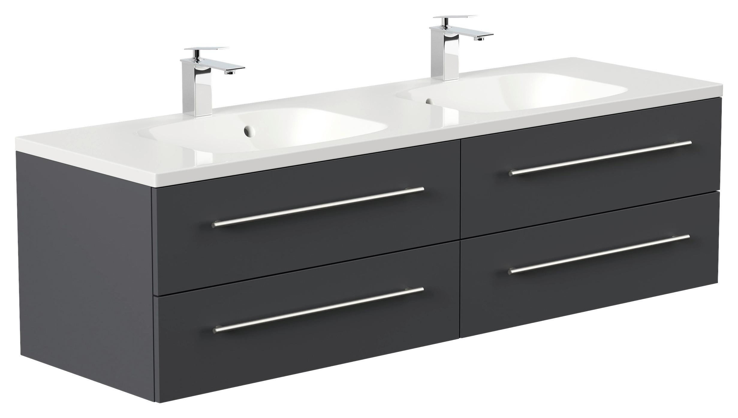 WASCHTISCHKOMBI Geant, Graphit. B: 160cm - Graphitfarben/Weiß, Basics, Holzwerkstoff/Stein (160cm) - MID.YOU