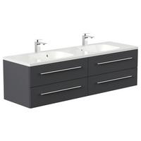 WASCHTISCHKOMBI Geant, Graphit. B: 160cm - Graphitfarben/Weiß, Basics, Holzwerkstoff/Stein (160cm) - MID.YOU