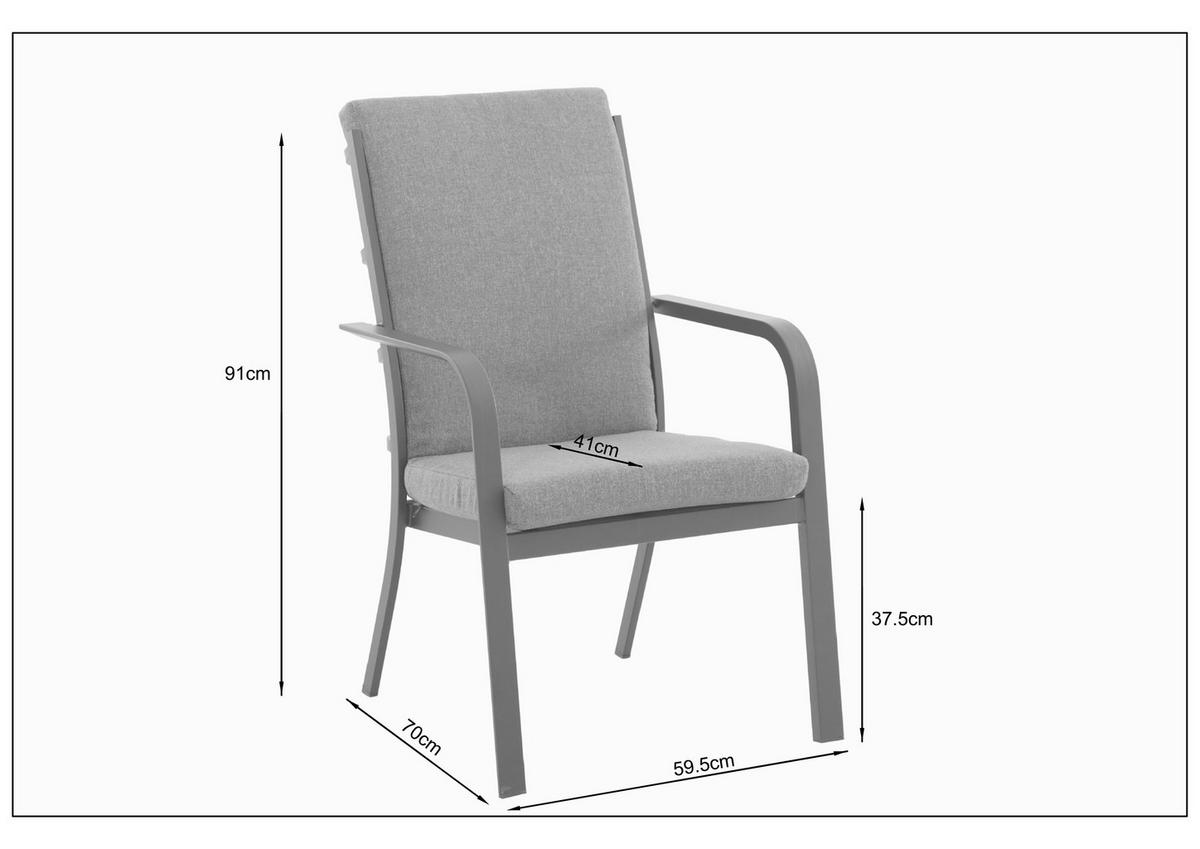 Gartensessel Bogota - Dunkelgrau, Trend, Textil/Metall (59.5/92/69.5cm) - Beldano