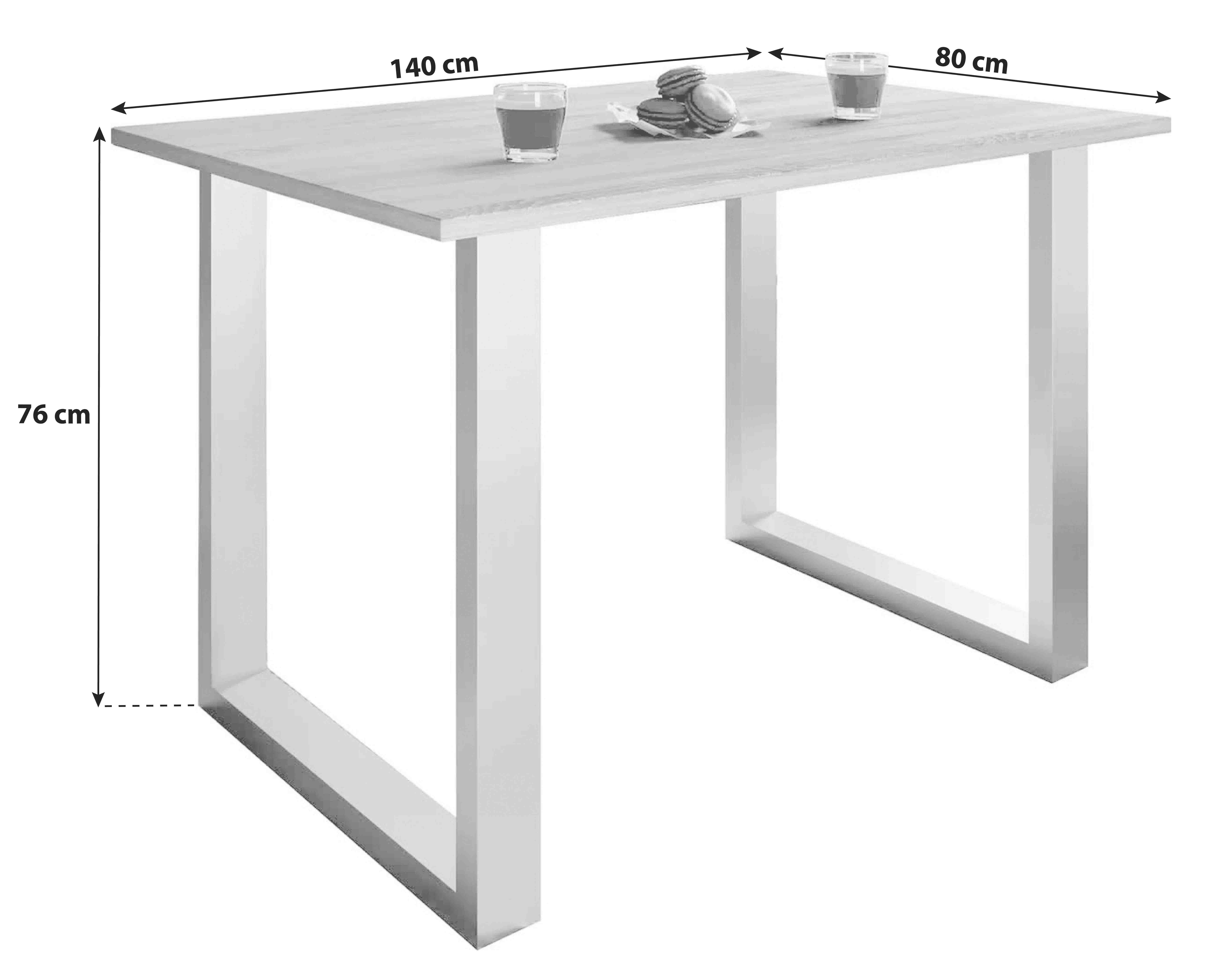 Jedálenský stôl XONA biely/čierny 140x80 cm - čierna/biela, Basics, kompozitné drevo (140/80/76cm) - MID.YOU