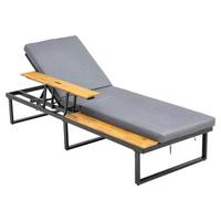 Sonnenliege Victoria Holz Metall, mit Ablage - Anthrazit/Grau, MODERN, Holz/Kunststoff (75/38/200cm) - Beldano