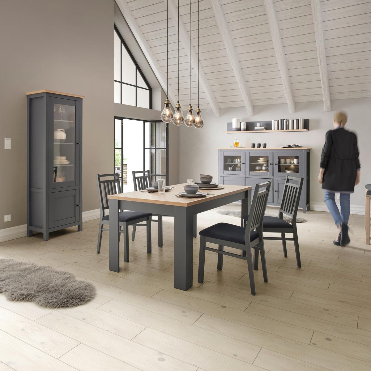 Rozťahovací jedálenský stôl Claudio š: 160-200cm - čierna/dub artisan, Modern, drevo/kompozitné drevo (160-200/90/76cm) - Bessagi Home
