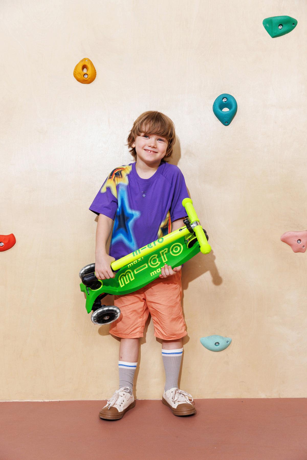 Kinderscooter Grün Mmd229 Maxi Foldable Green - Grün, Basics, Kunststoff (57/26,5/67-91cm) - Micro Mobility