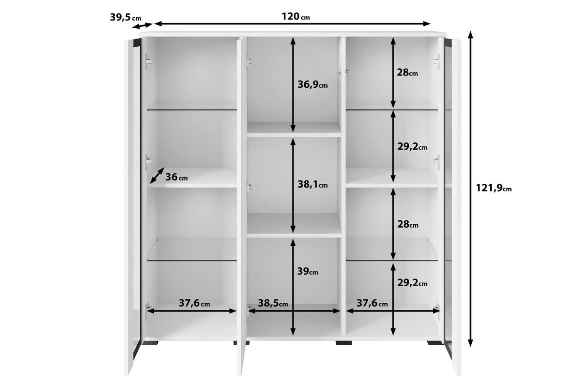 Kommode Caro Eiche Wotan B: 120 Cm - Eiche Wotan/Schwarz, Design, Glas/Holzwerkstoff (120/121,9/39,5cm) - Livetastic