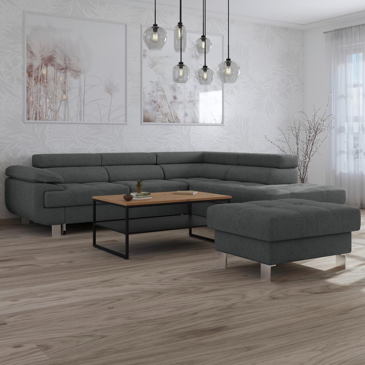 Ecksofa Savona - Anthrazit, MODERN, Textil (270/230cm) - Ondega