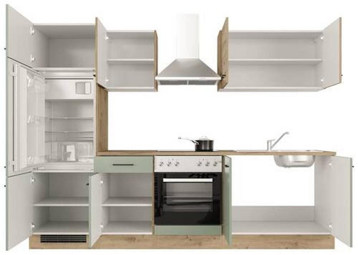 Küchenblock Cara Eiche Artisan/grün B: 270 Cm - Eiche Artisan/Grün, MODERN, Holzwerkstoff (270cm) - FlexWell