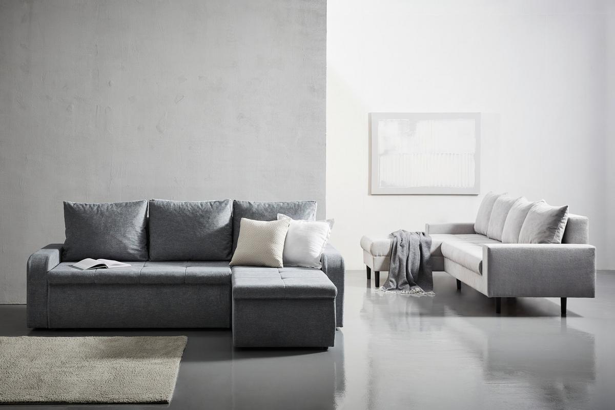 Ecksofa Boston, Hellgrau S: 157x231 cm - Hellgrau/Schwarz, KONVENTIONELL, Textil (157/231cm) - P & B