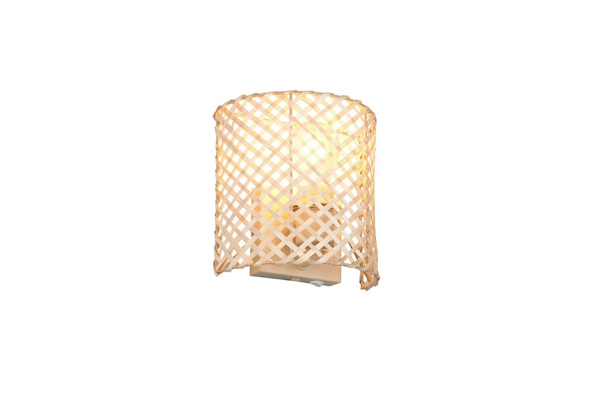 Wandleuchte Bina Naturfarben Beige B: 19 cm - Beige/Naturfarben, Natur, Naturmaterialien/Metall (19/19/10,5cm)