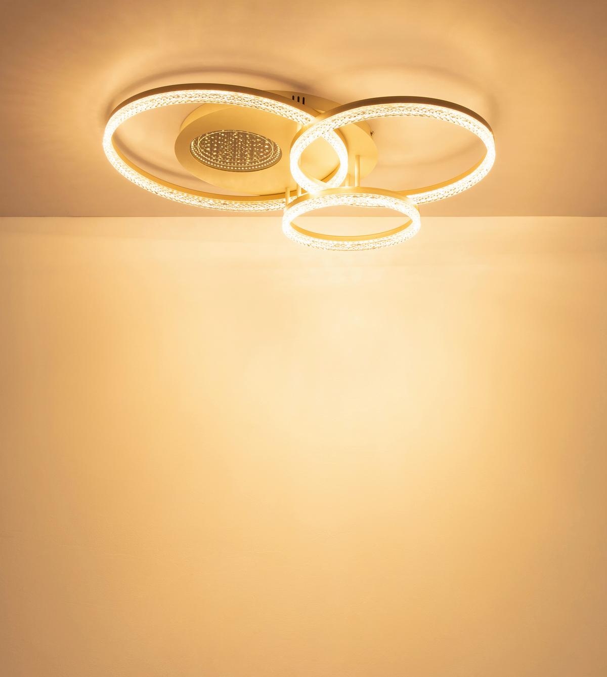 STROPNÉ LED SVIETIDLO SANFORD - číra/piesková, Design, kov/plast (78/60/14cm) - Globo