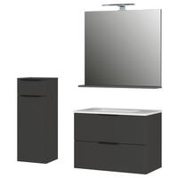 Badezimmer Graphitfarben/Weiß, B: 132 cm - Graphitfarben/Weiß, MODERN, Holzwerkstoff/Stein (132cm) - Germania