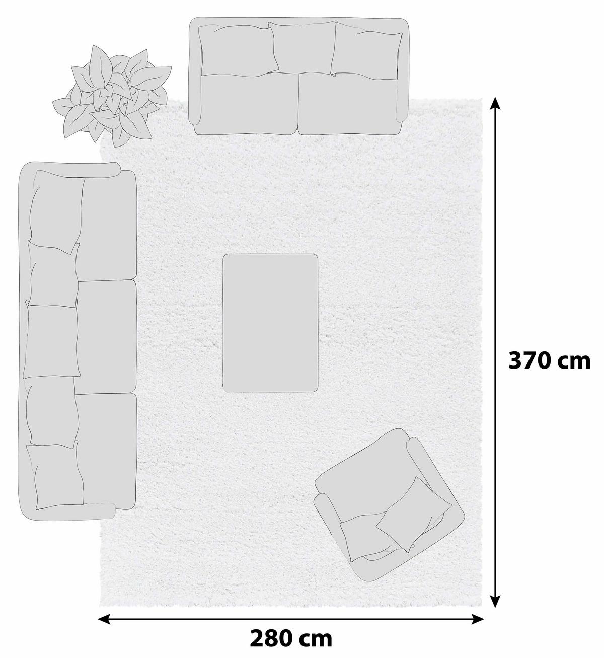 Hochflor Teppich Weiß Fluffy 280x370 Cm - Weiß, Basics, Textil (280/370cm)