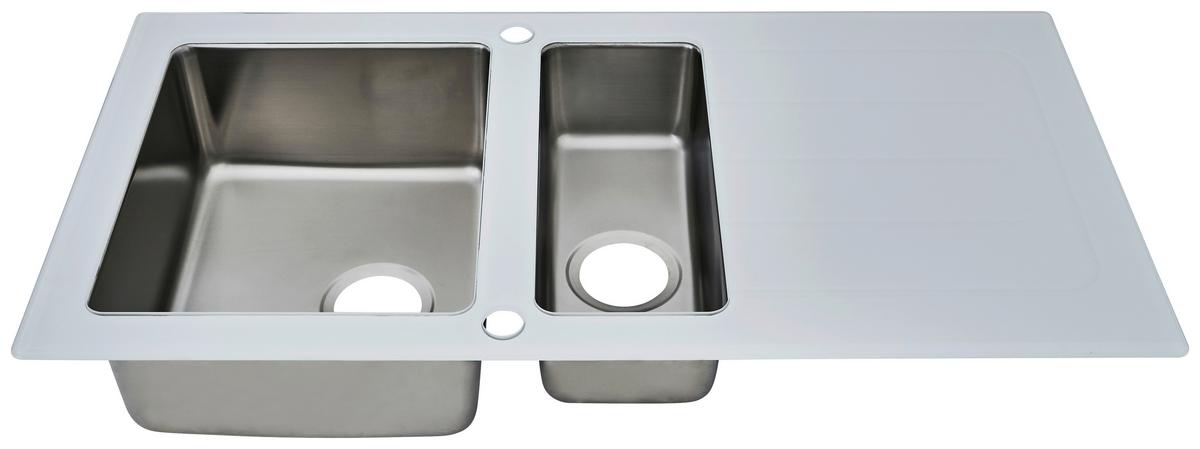 Spüle Respekta Edelstahl Bxt: 100x50 Cm - Weiß, Trend, Glas/Metall (100/21/50cm) - Respekta